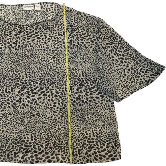 Chico’s 100% Silk Short Sleeved Leopard Print Top, Sz L/12 (Chico’s Sz 2), NWOT - Picture 3 of 10